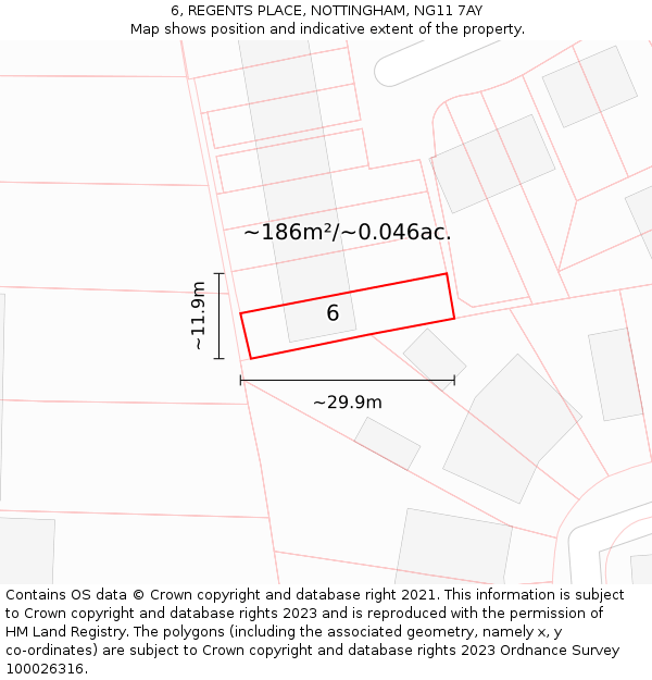 6, REGENTS PLACE, NOTTINGHAM, NG11 7AY: Plot and title map