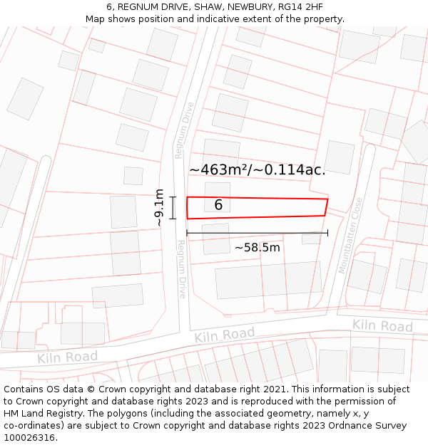 6, REGNUM DRIVE, SHAW, NEWBURY, RG14 2HF: Plot and title map