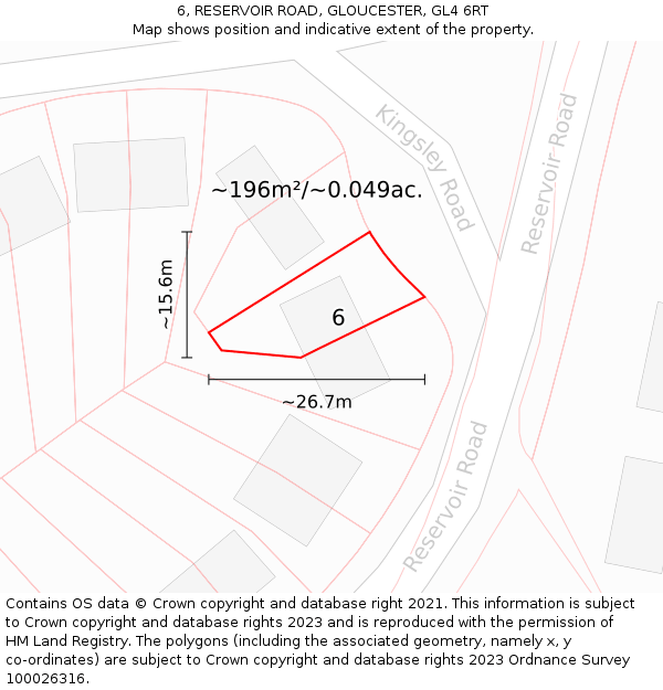 6, RESERVOIR ROAD, GLOUCESTER, GL4 6RT: Plot and title map