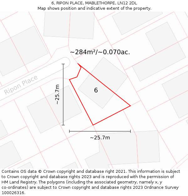 6, RIPON PLACE, MABLETHORPE, LN12 2DL: Plot and title map