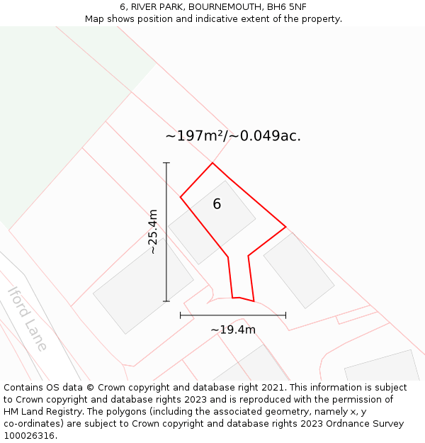 6, RIVER PARK, BOURNEMOUTH, BH6 5NF: Plot and title map