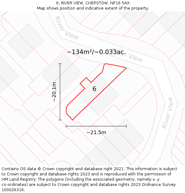 6, RIVER VIEW, CHEPSTOW, NP16 5AX: Plot and title map