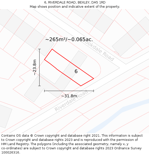 6, RIVERDALE ROAD, BEXLEY, DA5 1RD: Plot and title map