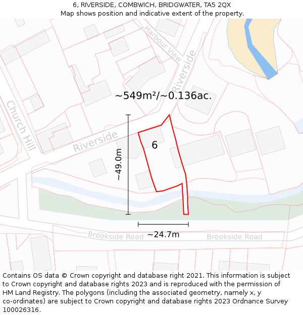 6, RIVERSIDE, COMBWICH, BRIDGWATER, TA5 2QX: Plot and title map