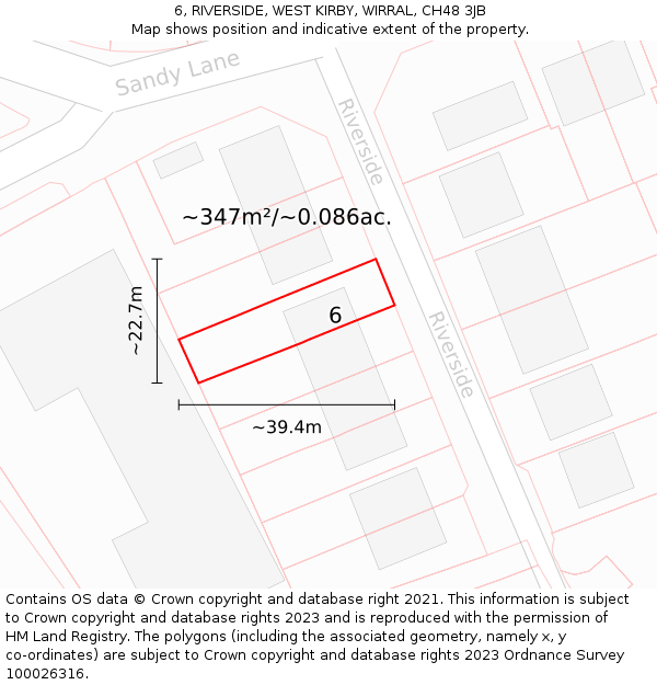 6, RIVERSIDE, WEST KIRBY, WIRRAL, CH48 3JB: Plot and title map