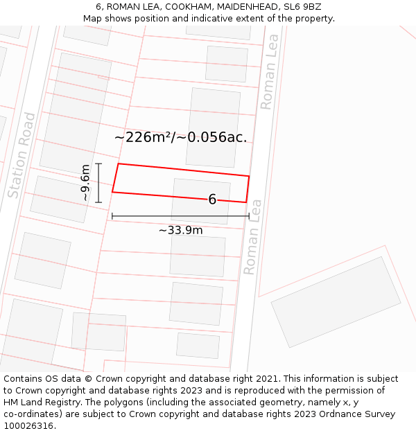6, ROMAN LEA, COOKHAM, MAIDENHEAD, SL6 9BZ: Plot and title map
