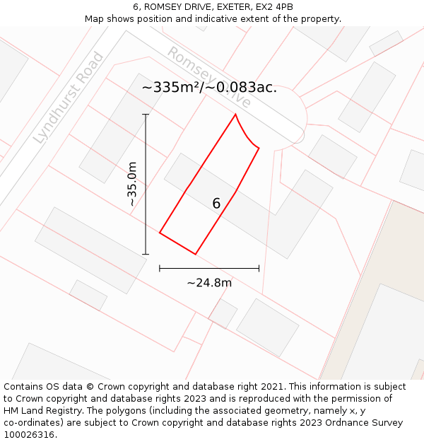 6, ROMSEY DRIVE, EXETER, EX2 4PB: Plot and title map