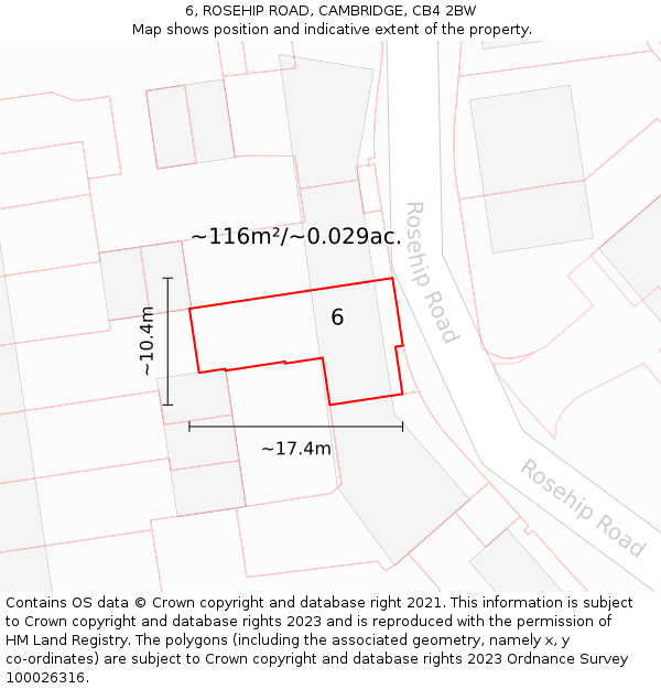 6, ROSEHIP ROAD, CAMBRIDGE, CB4 2BW: Plot and title map