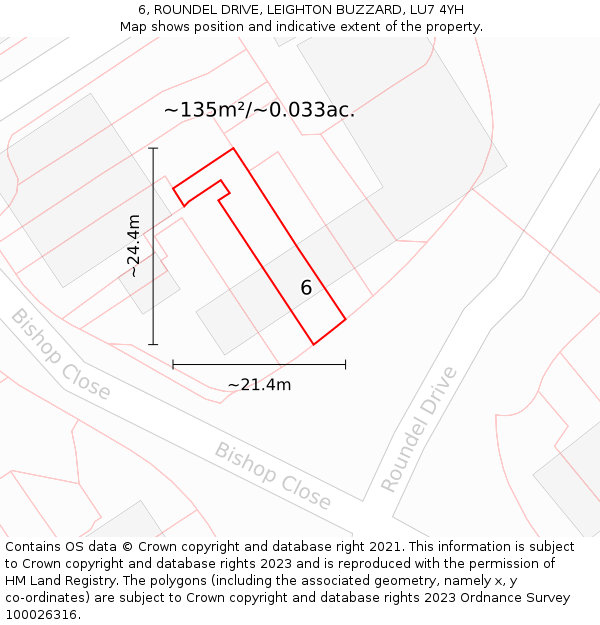 6, ROUNDEL DRIVE, LEIGHTON BUZZARD, LU7 4YH: Plot and title map