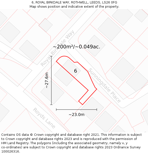 6, ROYAL BIRKDALE WAY, ROTHWELL, LEEDS, LS26 0FG: Plot and title map