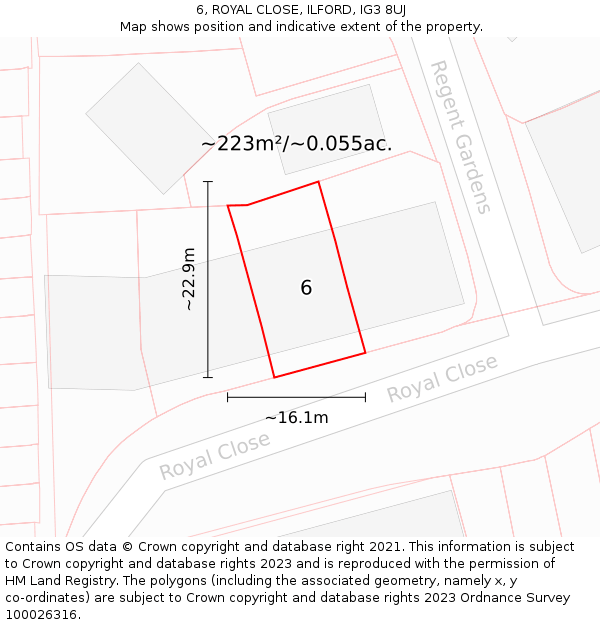 6, ROYAL CLOSE, ILFORD, IG3 8UJ: Plot and title map