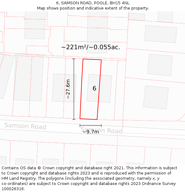 6, SAMSON ROAD, POOLE, BH15 4NL: Plot and title map