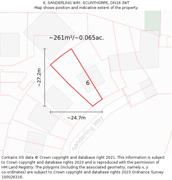 6, SANDERLING WAY, SCUNTHORPE, DN16 3WT: Plot and title map