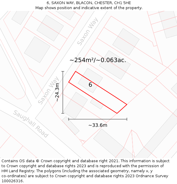 6, SAXON WAY, BLACON, CHESTER, CH1 5HE: Plot and title map
