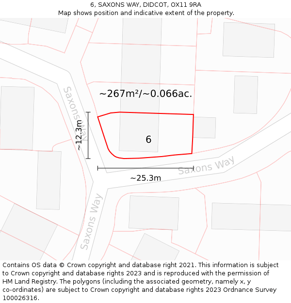 6, SAXONS WAY, DIDCOT, OX11 9RA: Plot and title map