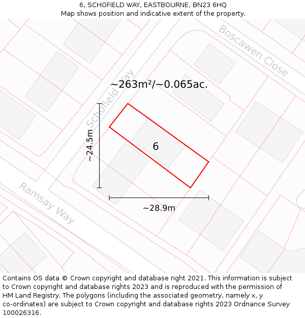 6, SCHOFIELD WAY, EASTBOURNE, BN23 6HQ: Plot and title map