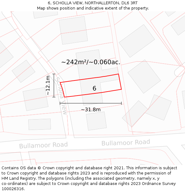 6, SCHOLLA VIEW, NORTHALLERTON, DL6 3RT: Plot and title map