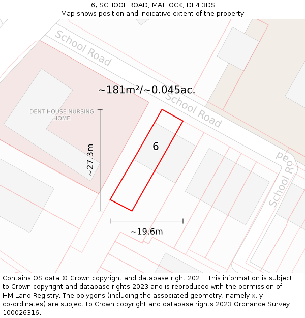 6, SCHOOL ROAD, MATLOCK, DE4 3DS: Plot and title map