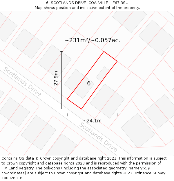 6, SCOTLANDS DRIVE, COALVILLE, LE67 3SU: Plot and title map