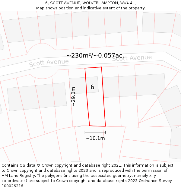 6, SCOTT AVENUE, WOLVERHAMPTON, WV4 4HJ: Plot and title map