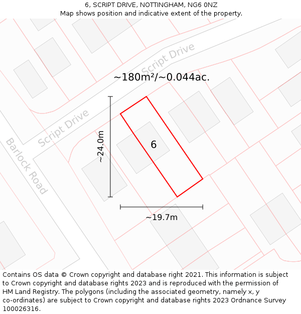 6, SCRIPT DRIVE, NOTTINGHAM, NG6 0NZ: Plot and title map