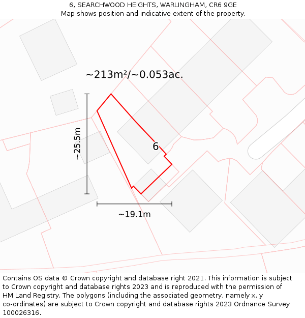 6, SEARCHWOOD HEIGHTS, WARLINGHAM, CR6 9GE: Plot and title map
