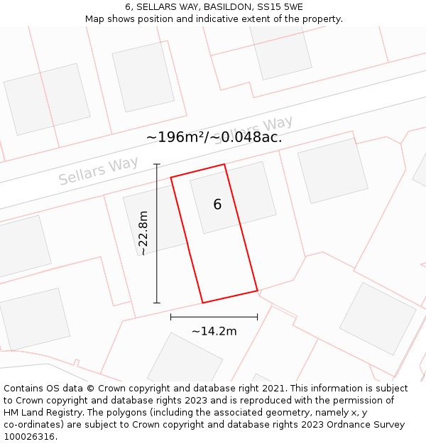 6, SELLARS WAY, BASILDON, SS15 5WE: Plot and title map
