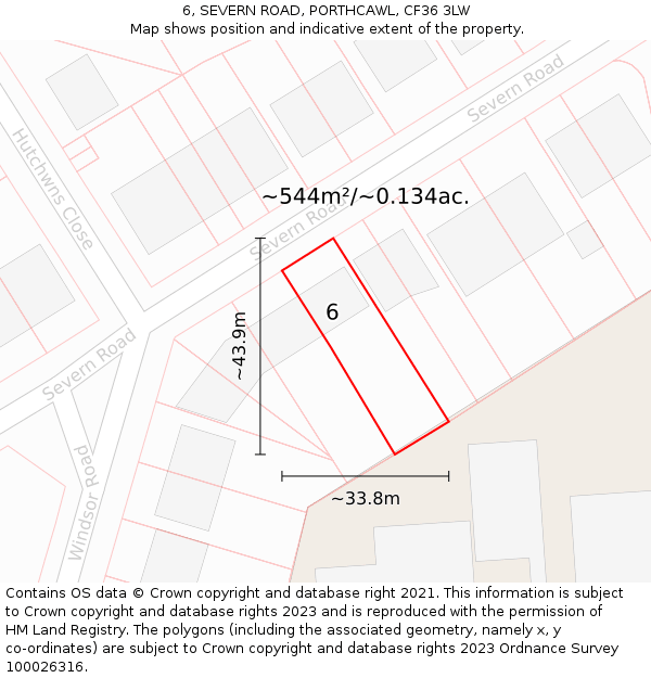 6, SEVERN ROAD, PORTHCAWL, CF36 3LW: Plot and title map