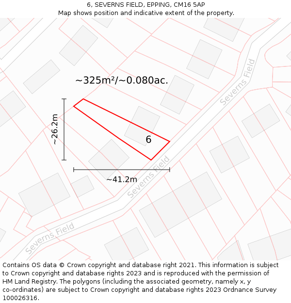 6, SEVERNS FIELD, EPPING, CM16 5AP: Plot and title map
