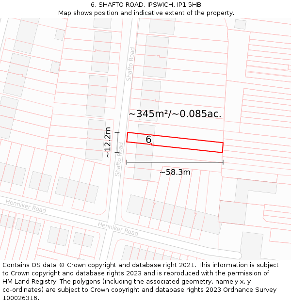 6, SHAFTO ROAD, IPSWICH, IP1 5HB: Plot and title map