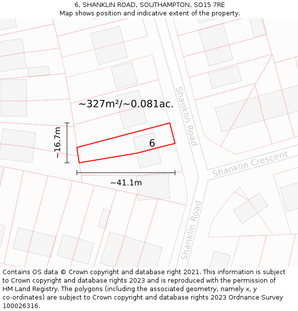 6, SHANKLIN ROAD, SOUTHAMPTON, SO15 7RE: Plot and title map