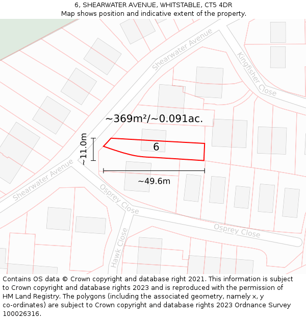6, SHEARWATER AVENUE, WHITSTABLE, CT5 4DR: Plot and title map