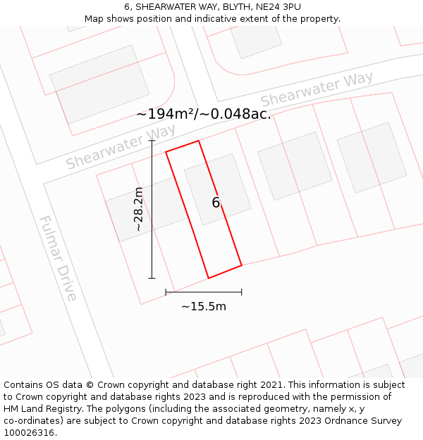 6, SHEARWATER WAY, BLYTH, NE24 3PU: Plot and title map