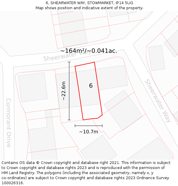 6, SHEARWATER WAY, STOWMARKET, IP14 5UG: Plot and title map