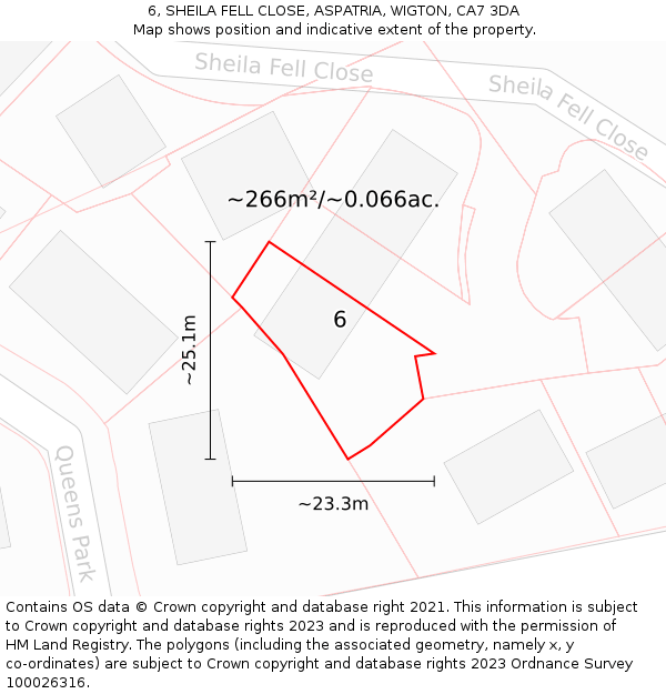 6, SHEILA FELL CLOSE, ASPATRIA, WIGTON, CA7 3DA: Plot and title map