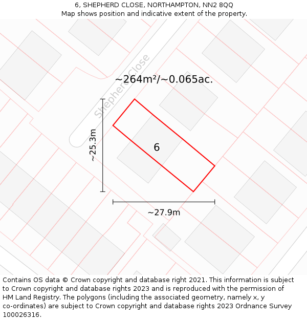 6, SHEPHERD CLOSE, NORTHAMPTON, NN2 8QQ: Plot and title map
