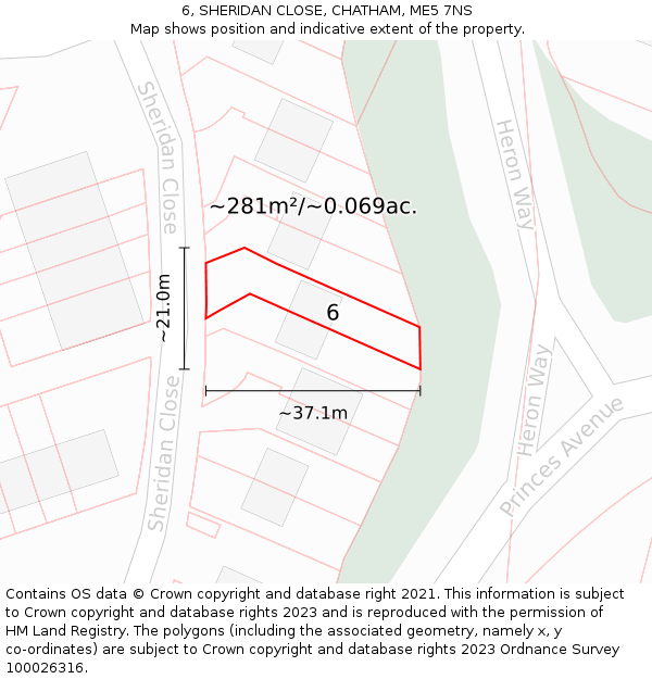 6, SHERIDAN CLOSE, CHATHAM, ME5 7NS: Plot and title map