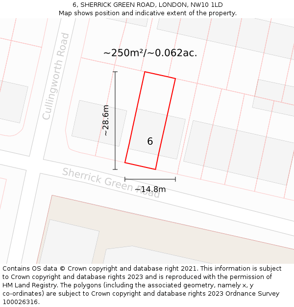 6, SHERRICK GREEN ROAD, LONDON, NW10 1LD: Plot and title map