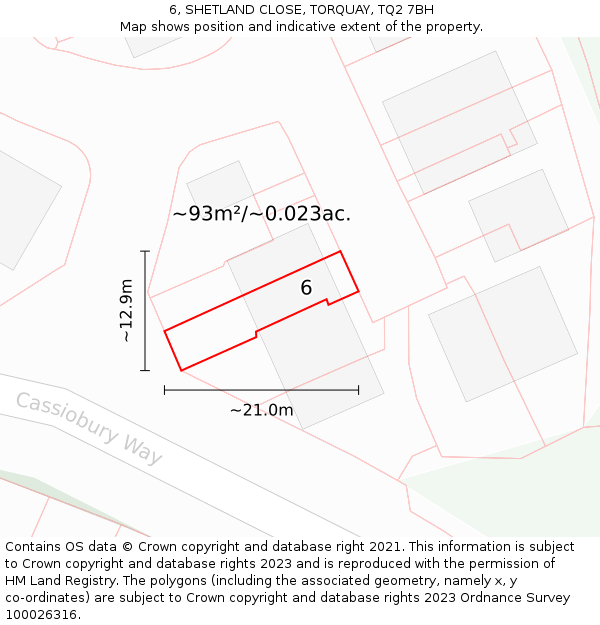 6, SHETLAND CLOSE, TORQUAY, TQ2 7BH: Plot and title map