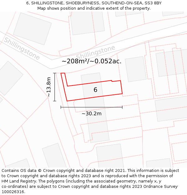 6, SHILLINGSTONE, SHOEBURYNESS, SOUTHEND-ON-SEA, SS3 8BY: Plot and title map
