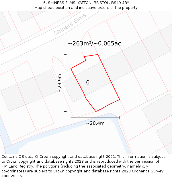 6, SHINERS ELMS, YATTON, BRISTOL, BS49 4BY: Plot and title map