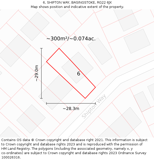 6, SHIPTON WAY, BASINGSTOKE, RG22 6JX: Plot and title map