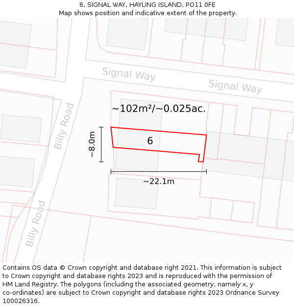 6, SIGNAL WAY, HAYLING ISLAND, PO11 0FE: Plot and title map
