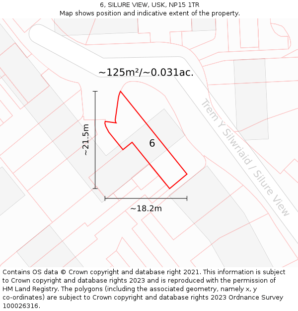 6, SILURE VIEW, USK, NP15 1TR: Plot and title map