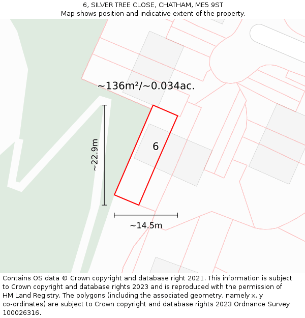 6, SILVER TREE CLOSE, CHATHAM, ME5 9ST: Plot and title map