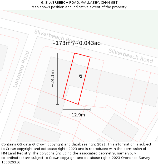 6, SILVERBEECH ROAD, WALLASEY, CH44 9BT: Plot and title map