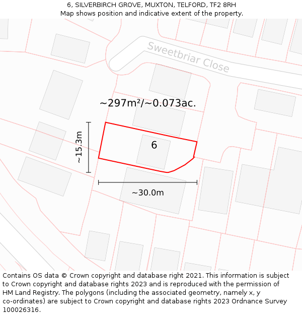 6, SILVERBIRCH GROVE, MUXTON, TELFORD, TF2 8RH: Plot and title map