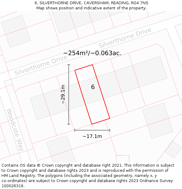6, SILVERTHORNE DRIVE, CAVERSHAM, READING, RG4 7NS: Plot and title map