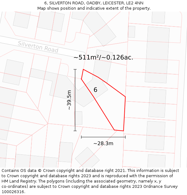6, SILVERTON ROAD, OADBY, LEICESTER, LE2 4NN: Plot and title map