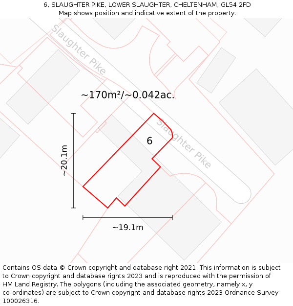 6, SLAUGHTER PIKE, LOWER SLAUGHTER, CHELTENHAM, GL54 2FD: Plot and title map